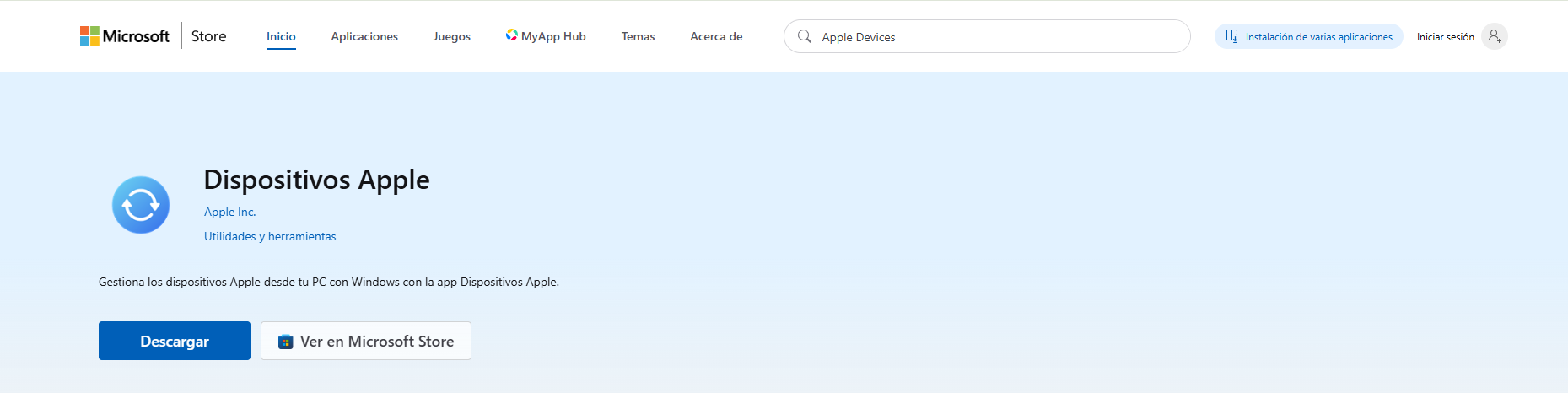 instalar Appele Devices en la computadora