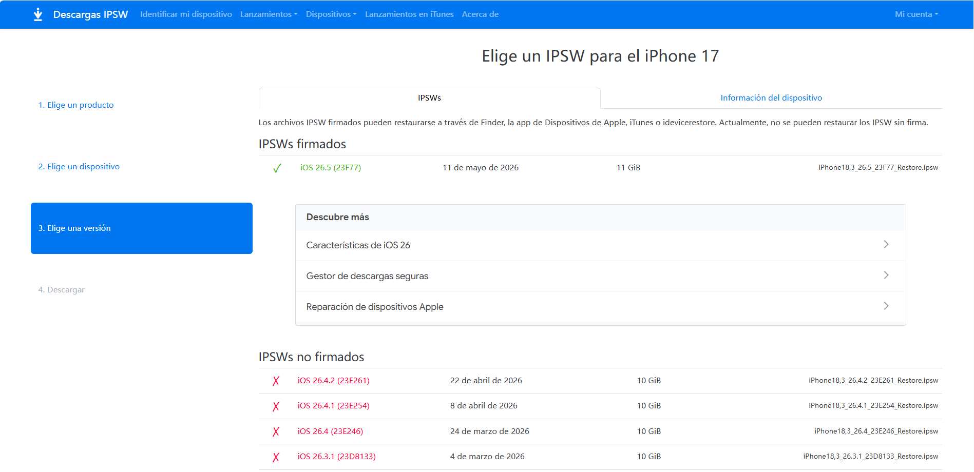 descargar en IPSW.me