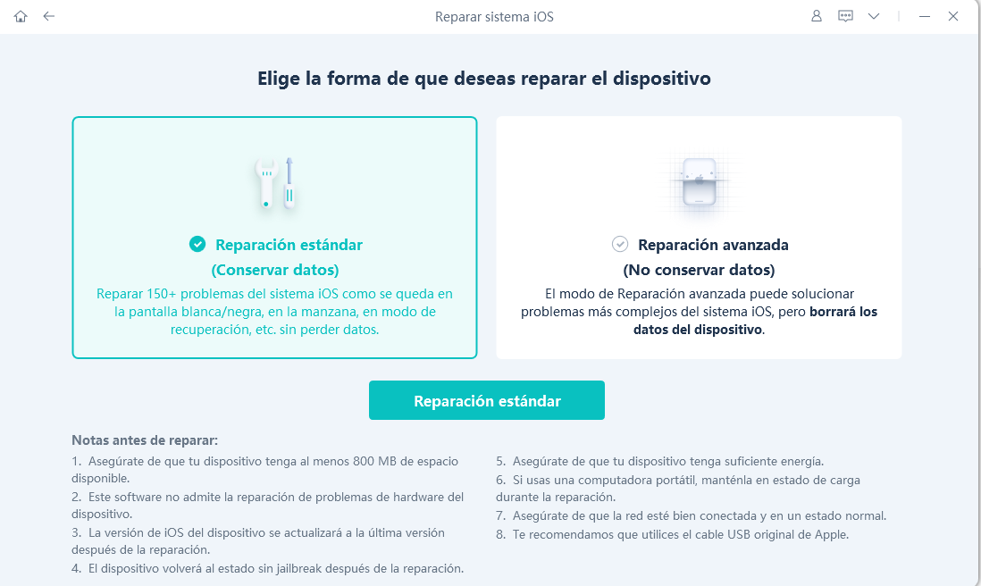 reparación estándar de tu iphone ipad ipod