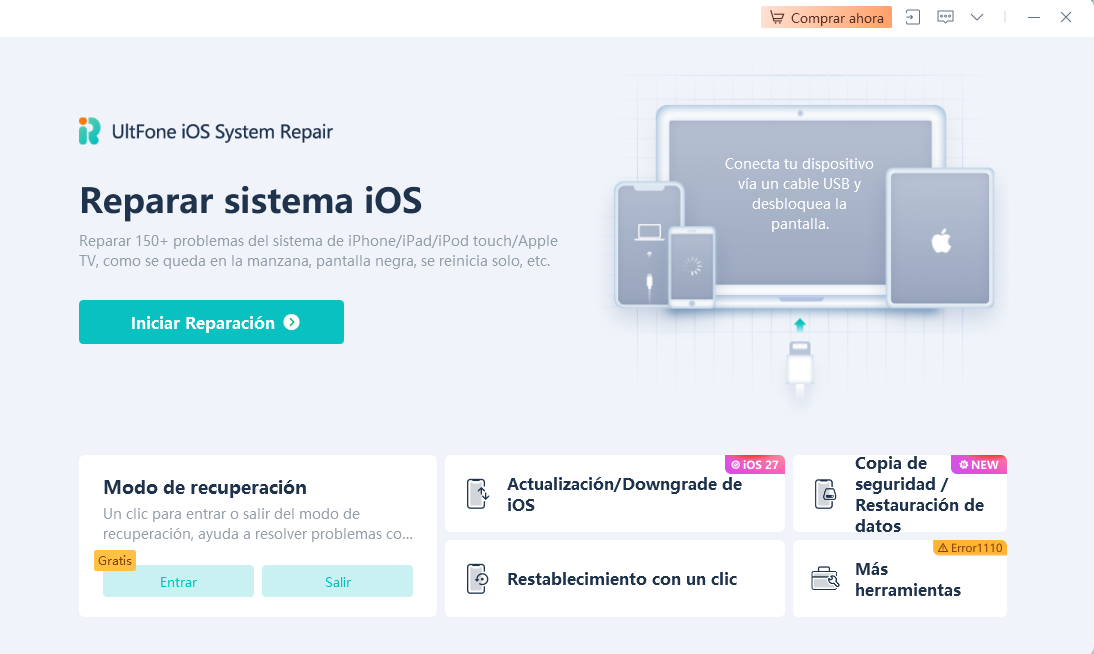 Conectar iPhone a UltFone para reparar
