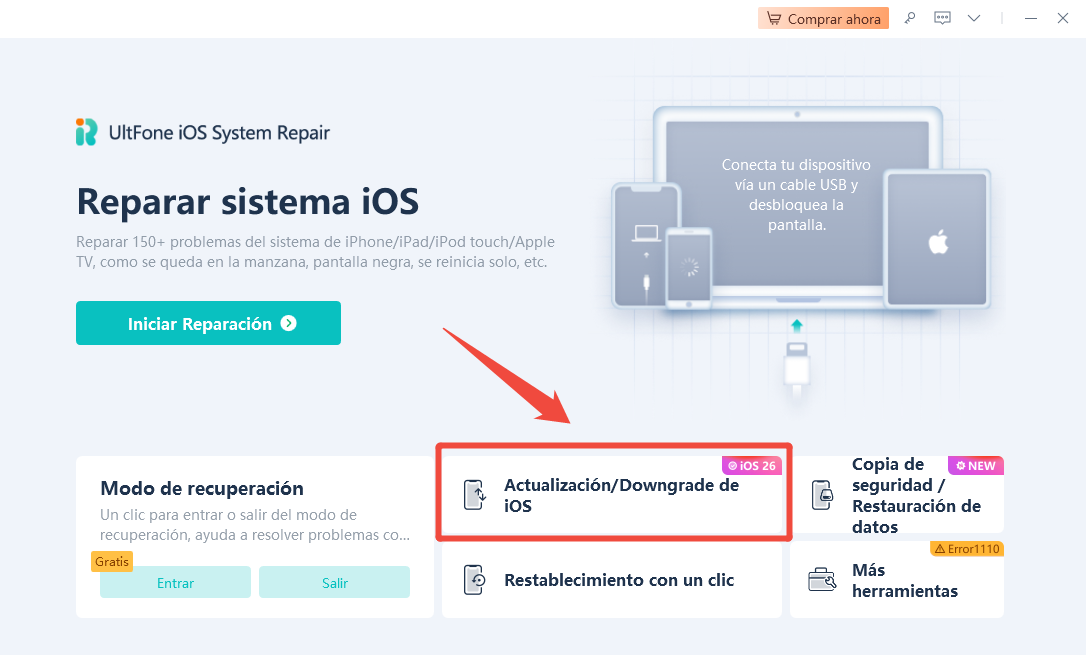 UltFone iOS degradar paso