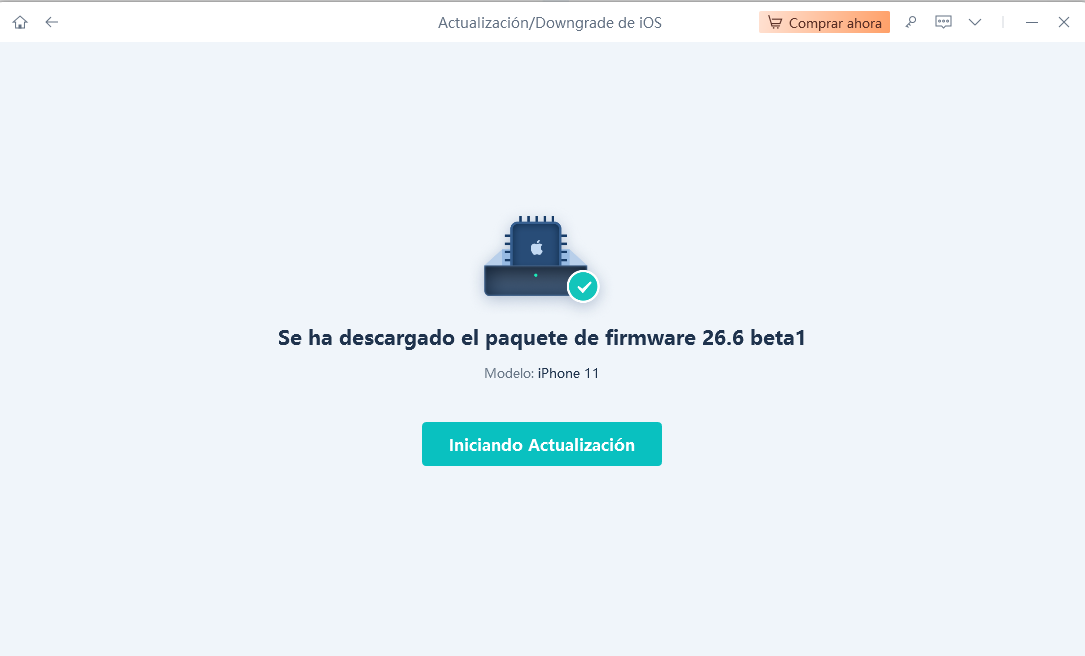 Hacer clic en Initiating Upgrade y luego Continue
