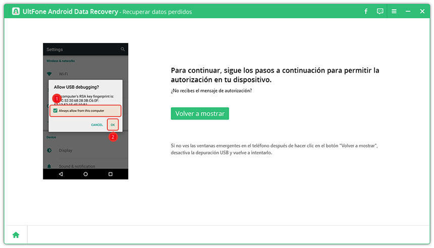 ventana de autorización usb