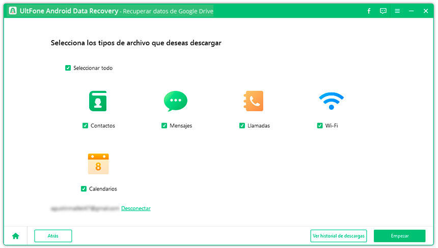 descargando copia de seguridad de Google Drive