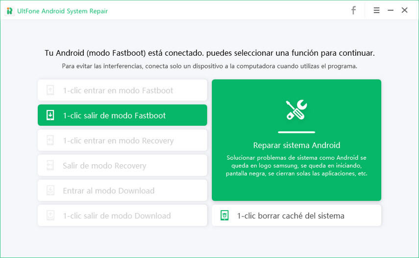 un clic para salir del modo fastboot de Android