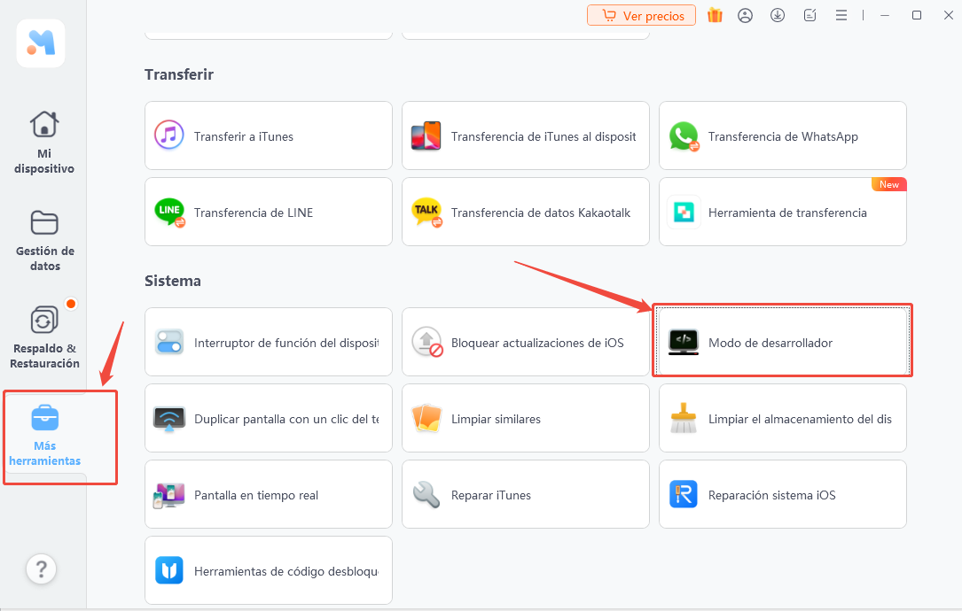 abrir More Tools en UltFone iOS Data Manager