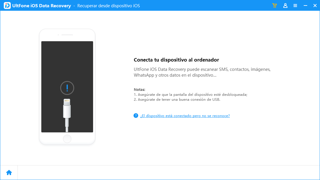 conecte el iphone con ultfone ios data recovery