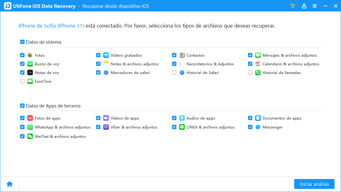 seleccione los archivos a recuperar