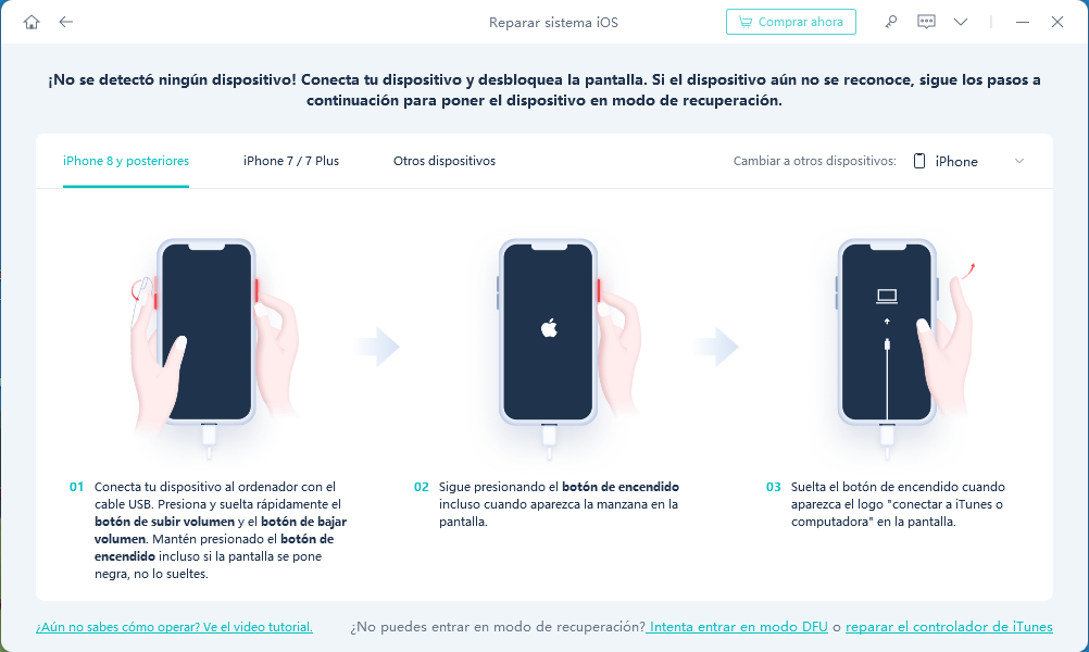 poner el iphone 8 y superior en modo de recuperación