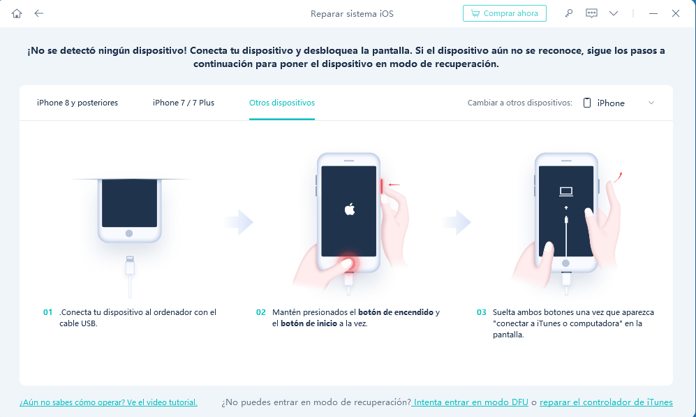 poner otros dispositivos en modo de recuperación